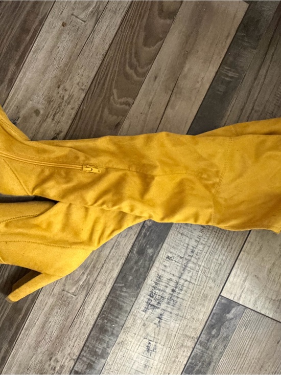 Shoes - Women’s Over-the-Knee Suede Boot - Mustard Yellow